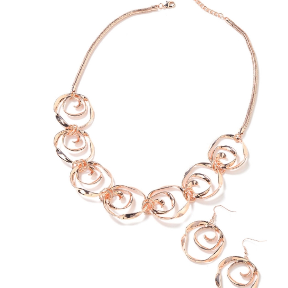 Spiral Rose Gold Necklace Set